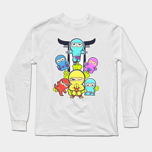 Farting Ninjas Long Sleeve T-Shirt by Chris Nixt